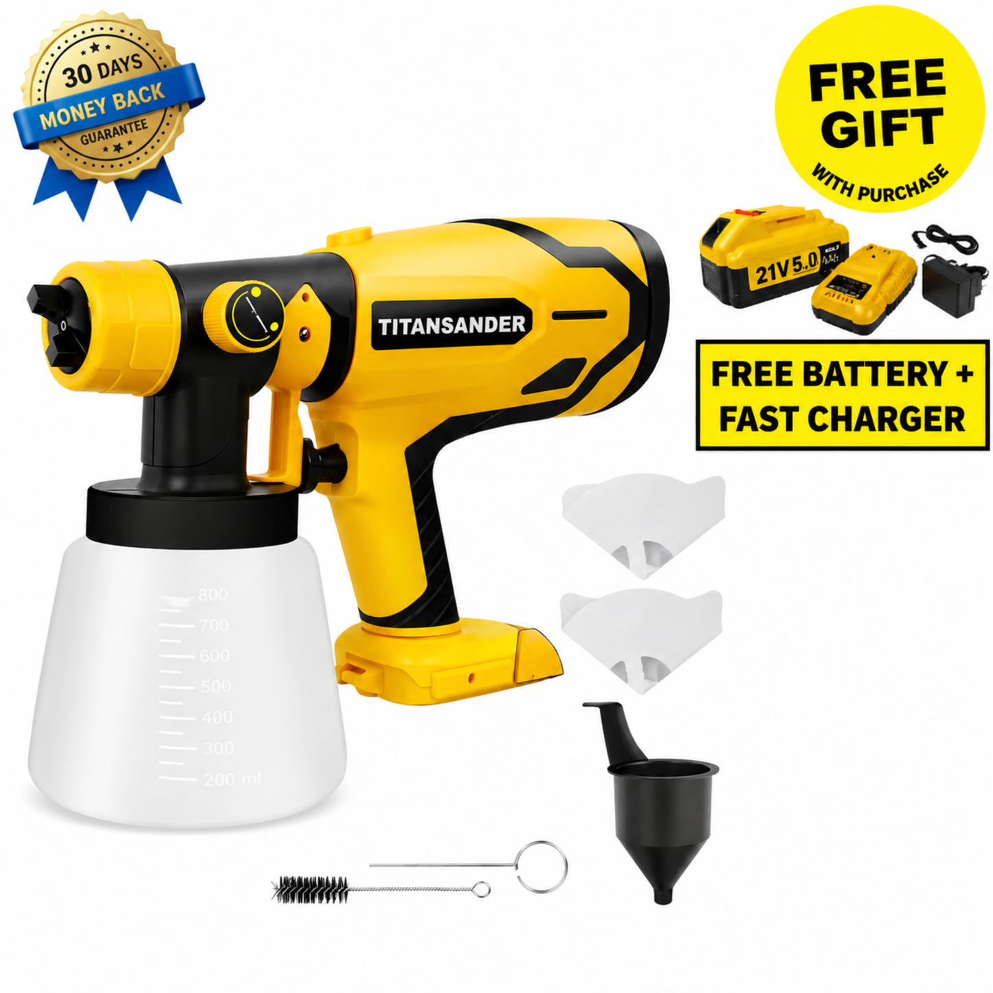 TitanSander PowerSpray R4 Pro – High-Performance Cordless Electric Paint Sprayer + FREE Battery & Charger