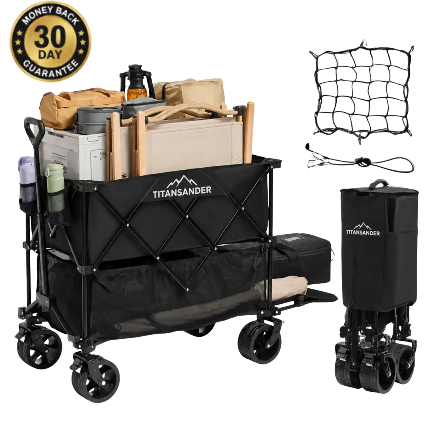 TITANSANDER 450LB Heavy Duty Folding Wagon Cart