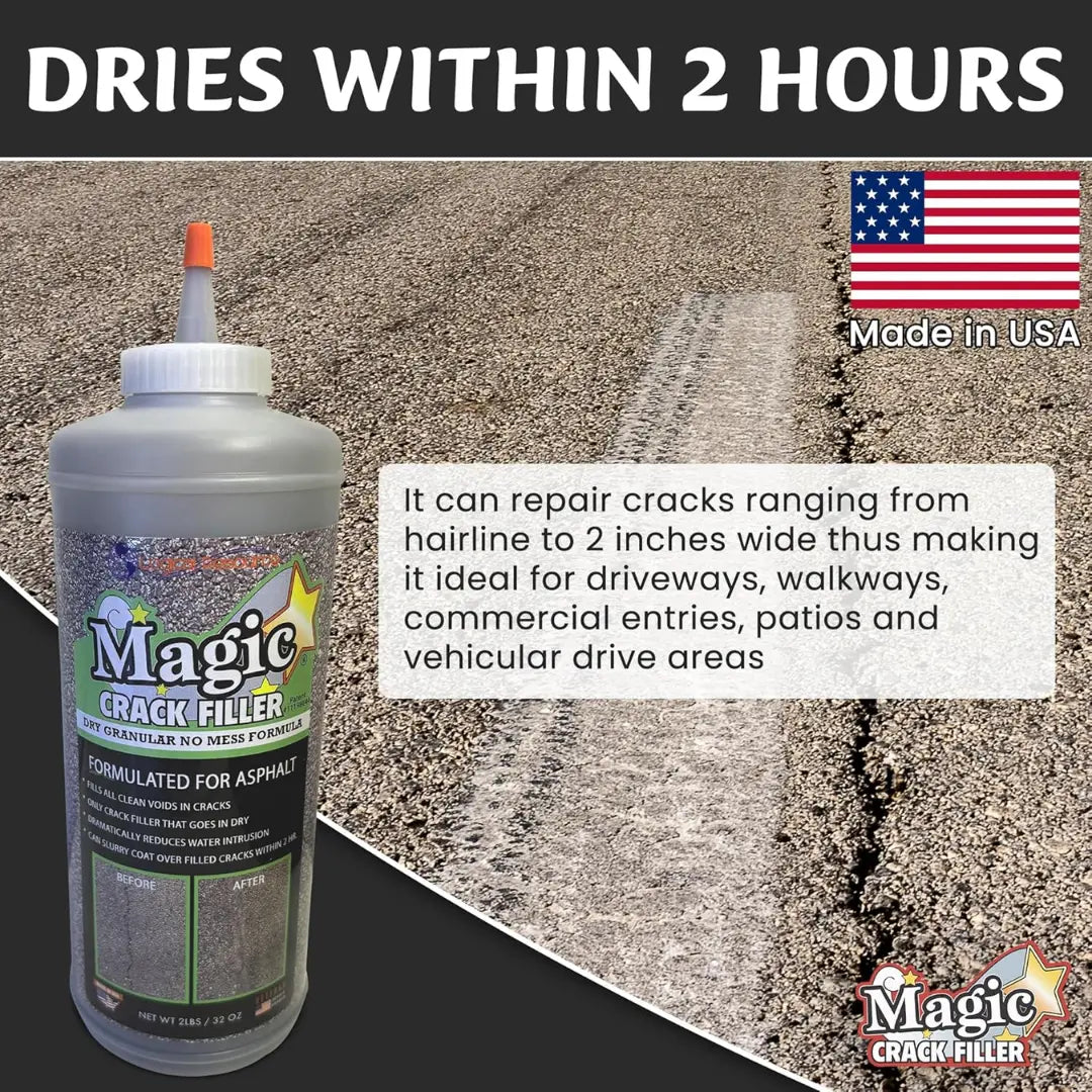 TitanSander Magic Crack Filler 2.5LB (1.13 kg) Black Asphalt Repair for Filling Cracks in Asphalt Driveways and Roads. Easy to Install, Dry Granular Formula, No Mess, DIY Friendly.