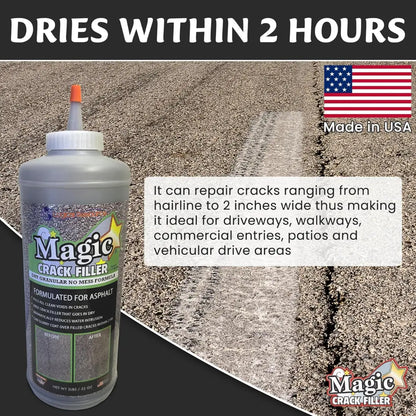 TitanSander Magic Crack Filler 2.5LB (1.13 kg) Black Asphalt Repair for Filling Cracks in Asphalt Driveways and Roads. Easy to Install, Dry Granular Formula, No Mess, DIY Friendly.