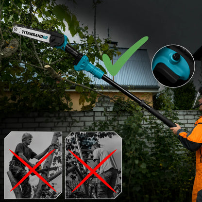 TITANSANDER G2 Pro Cordless 2-in-1 Pole Saw & Mini Chainsaw – 15cm Electric Tree Trimmer with Extension Pole +🎁 FREE BATTERY & CHARGER
