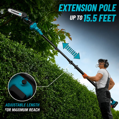 TITANSANDER G2 Pro Cordless 2-in-1 Pole Saw & Mini Chainsaw – 15cm Electric Tree Trimmer with Extension Pole +🎁 FREE BATTERY & CHARGER