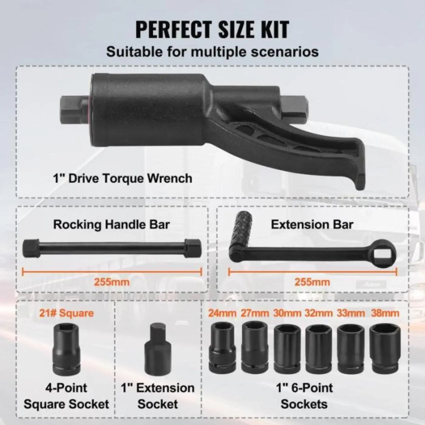 TITANSANDER M5 Torque Multiplier Torque Wrench 25.4mm Ratio 1:58 Force Multiplier with 4 Sockets Alloy Steel Torque Multiplier Box for Removing Wheel Nuts, Garage